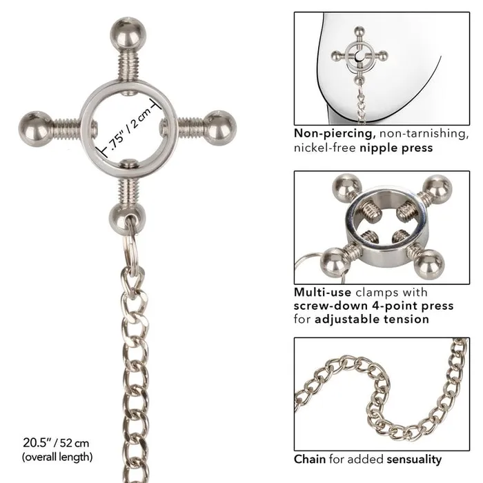 CALEXOTICS Nipple Clitoral Toys Calexotics Nipple Grips 4Point Nipple Press with Chain