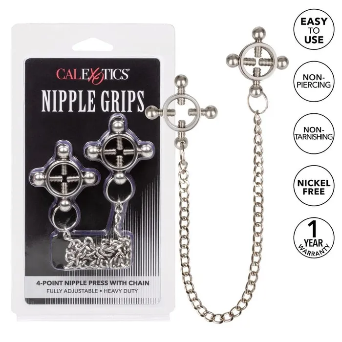 CALEXOTICS Nipple Clitoral Toys Calexotics Nipple Grips 4Point Nipple Press with Chain