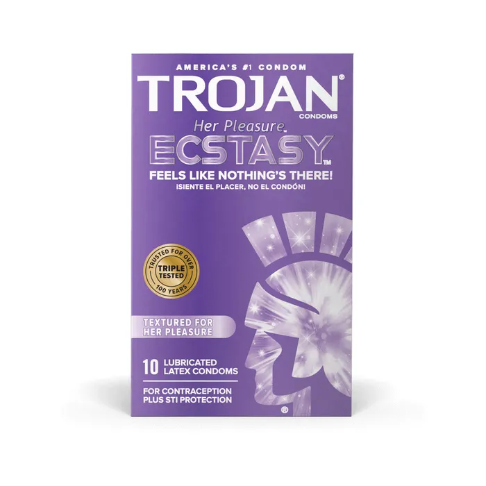 Female Sex Toys Trojan Her Pleasure Ecstasy Condoms Pack of 10 ECN