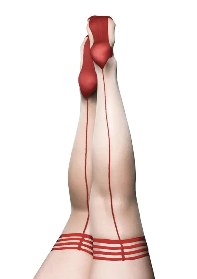 Kixies Vibrators Kixies Whitney Red Back Seam Thigh Highs