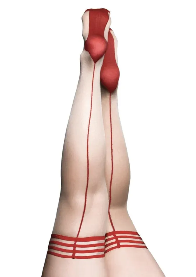 Kixies Vibrators Kixies Whitney Red Back Seam Thigh Highs