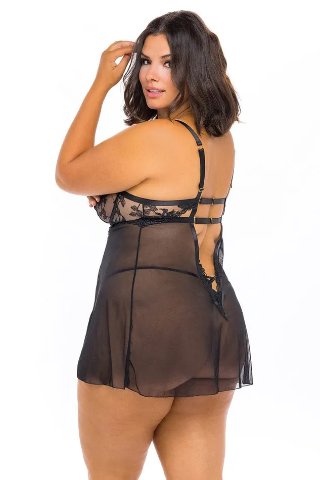 Oh La La Cheri Curve Kira Opencup Black Lace Babydoll Oh la la Cheri Vibrators