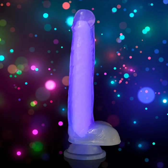 7 Inch GlowintheDark Silicone Dildo with Balls Curve Toys Dildos