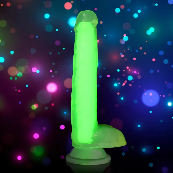 7 Inch GlowintheDark Silicone Dildo with Balls Curve Toys Dildos