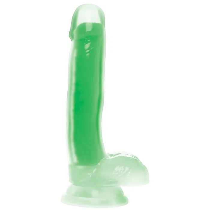 7 Inch GlowintheDark Silicone Dildo with Balls Curve Toys Dildos