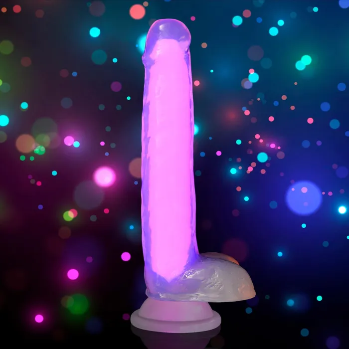 7 Inch GlowintheDark Silicone Dildo with Balls Curve Toys Dildos