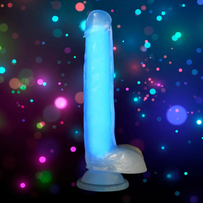 7 Inch GlowintheDark Silicone Dildo with Balls Curve Toys Dildos