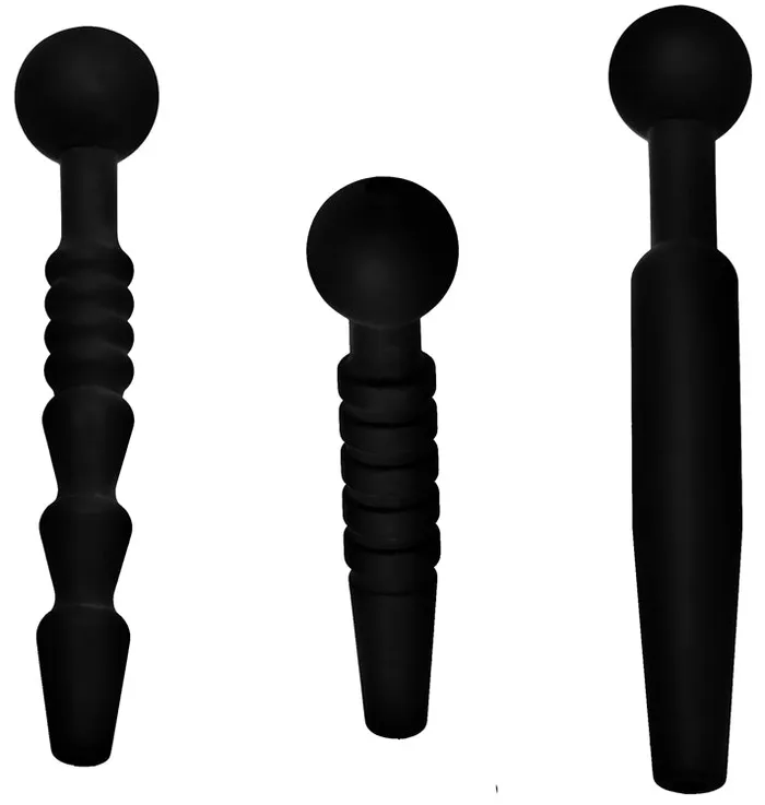 Anal Master Series Dark Rods 3 Piece Silicone Penis Plug Set