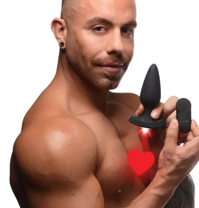 Booty Sparks Male Sex Toys 28X Laser Heart Silicone Anal Plug with Remote