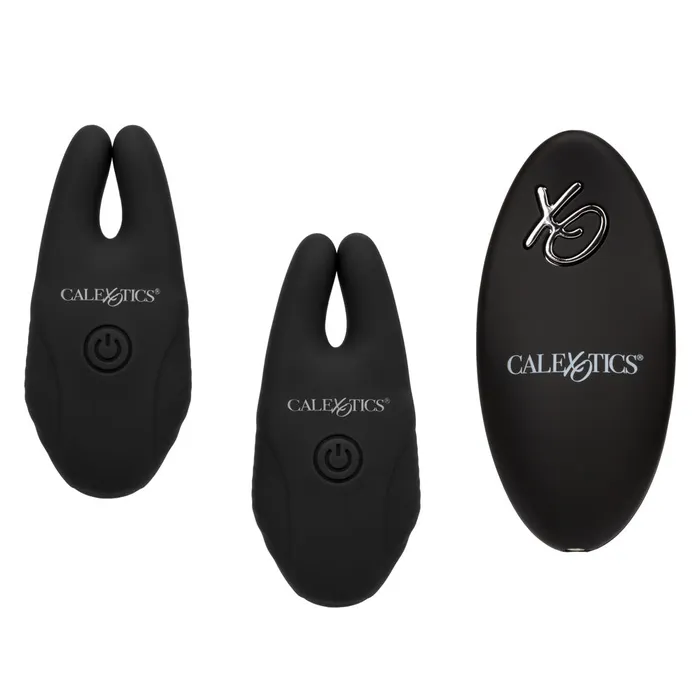 California Exotics Female Sex Toys Silicone Remote Control Vibrating Nipple Clamps