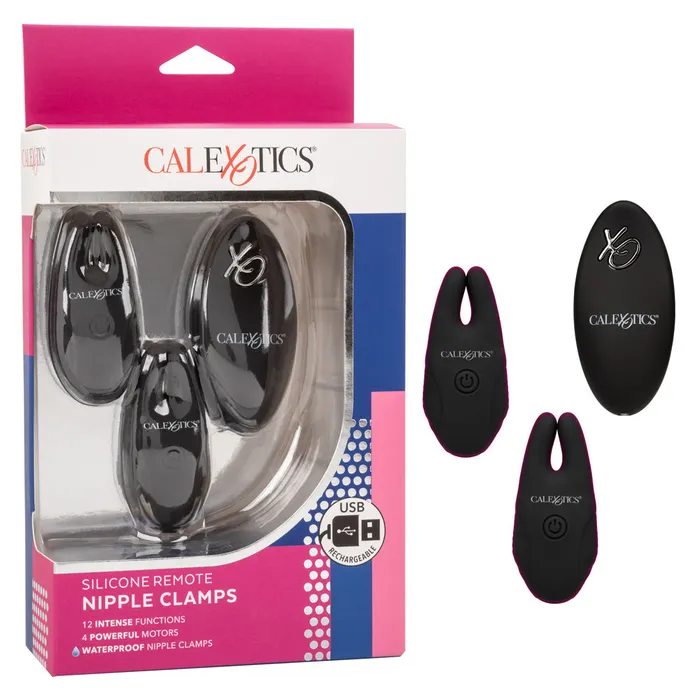 California Exotics Female Sex Toys Silicone Remote Control Vibrating Nipple Clamps