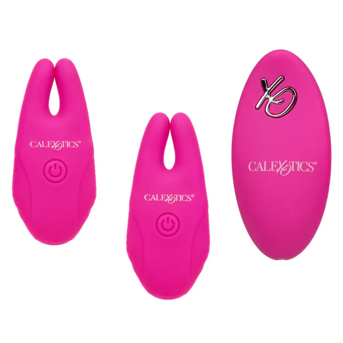 California Exotics Female Sex Toys Silicone Remote Control Vibrating Nipple Clamps