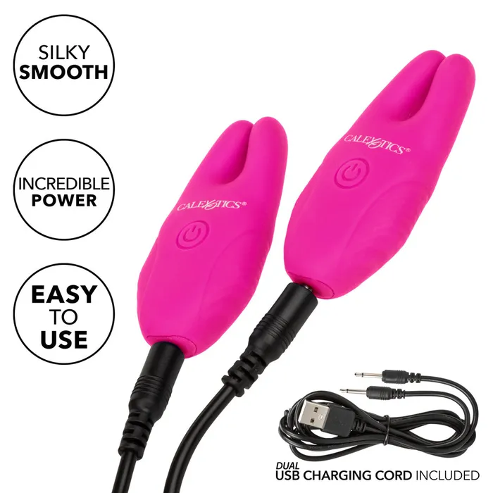 California Exotics Female Sex Toys Silicone Remote Control Vibrating Nipple Clamps