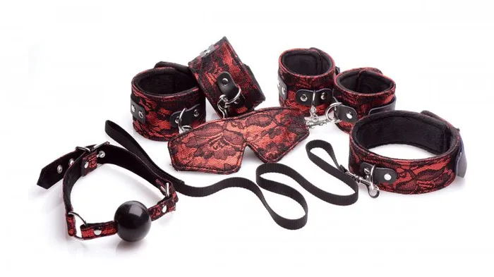 Couples Frisky Lacy Red 5 Piece Bondage Set Frisky