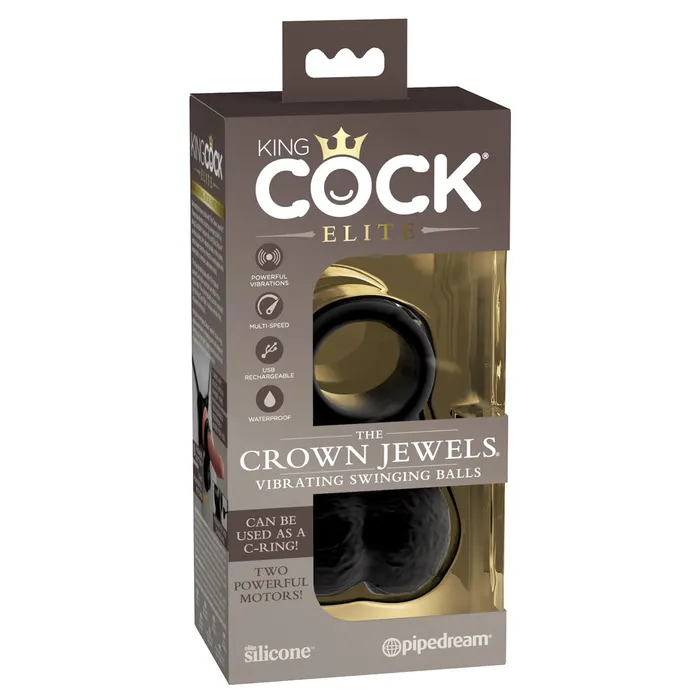 Dildos Pipedream King Cock Elite The Crown Jewels Vibrating Swinging Balls