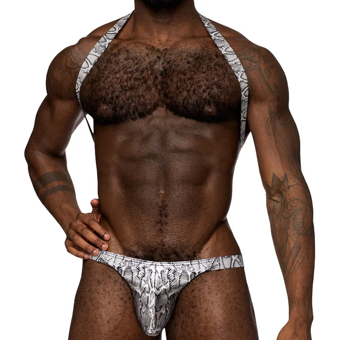 Male Power SNaked Snakeskin Print Shoulder Sling Harness Thong Male Power Male Sex Toys