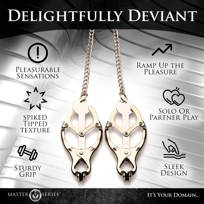 Nipple Clitoral Toys Primal Spiked Clover Nipple Clamps Master Series