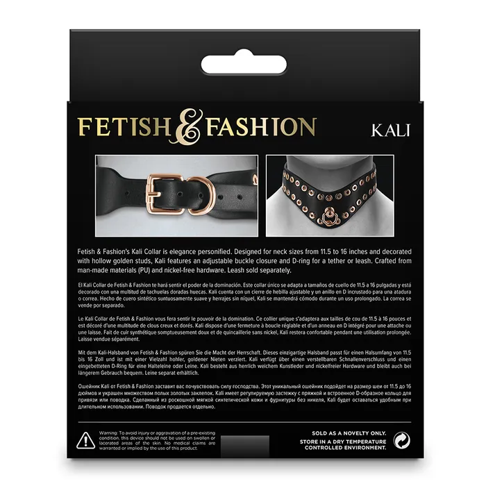 ns novelties Couples Fetish Fashion Kali Curved Grommeted Faux Leather Posture Collar