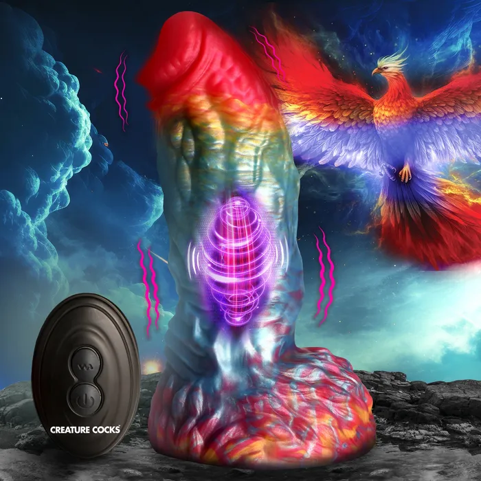 Rainbow Phoenix Vibrating Silicone Dildo with Remote Creature Cocks Female Sex Toys Rainbow Phoenix Vibrating Silicone Dildo with Remote Creature Cocks Female Sex Toys