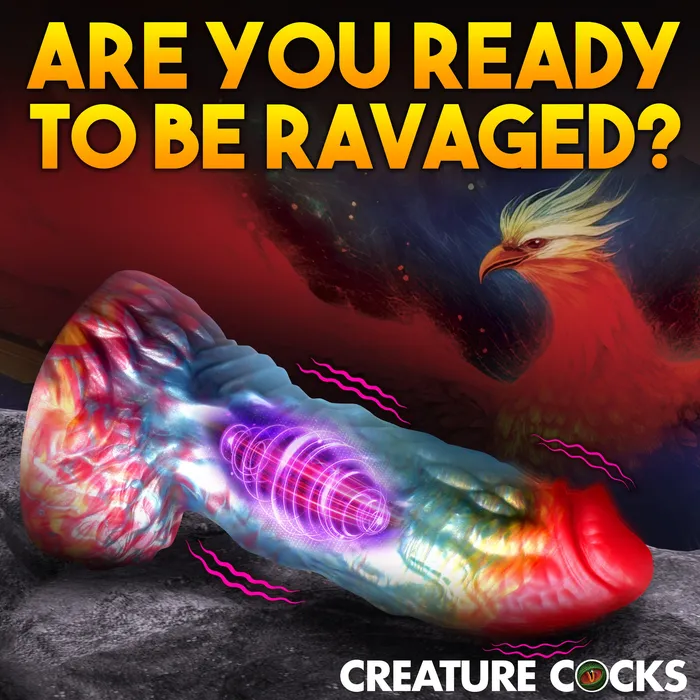 Rainbow Phoenix Vibrating Silicone Dildo with Remote Creature Cocks Female Sex Toys