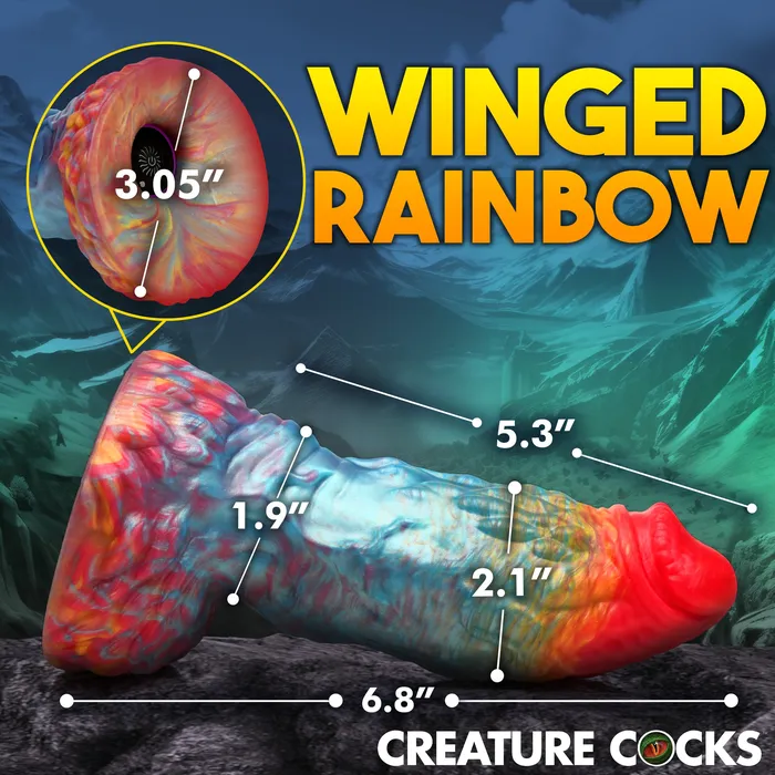 Rainbow Phoenix Vibrating Silicone Dildo with Remote Creature Cocks Female Sex Toys