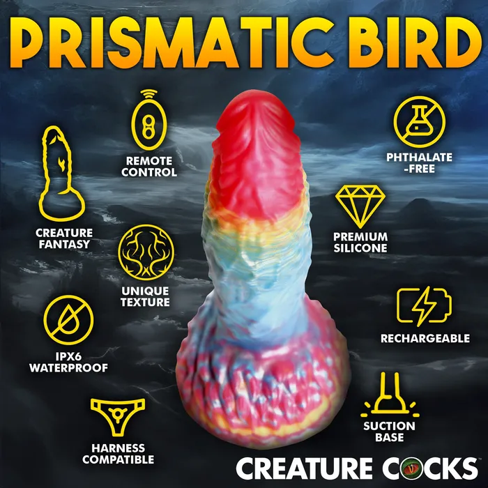 Rainbow Phoenix Vibrating Silicone Dildo with Remote Creature Cocks Female Sex Toys