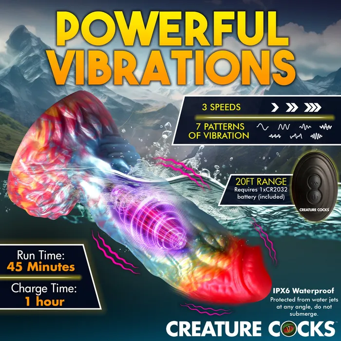 Rainbow Phoenix Vibrating Silicone Dildo with Remote Creature Cocks Female Sex Toys