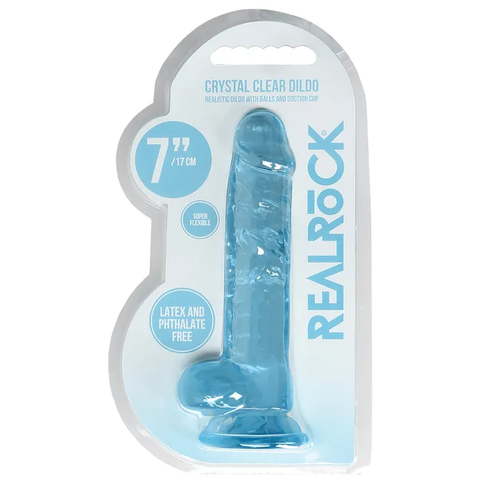 RealRock 7 Crystal Clear Realistic Dildo With Balls Suction Cup Shots Media Female Sex Toys