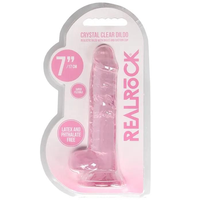 RealRock 7 Crystal Clear Realistic Dildo With Balls Suction Cup Shots Media Female Sex Toys