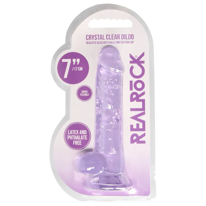 RealRock 7 Crystal Clear Realistic Dildo With Balls Suction Cup Shots Media Female Sex Toys