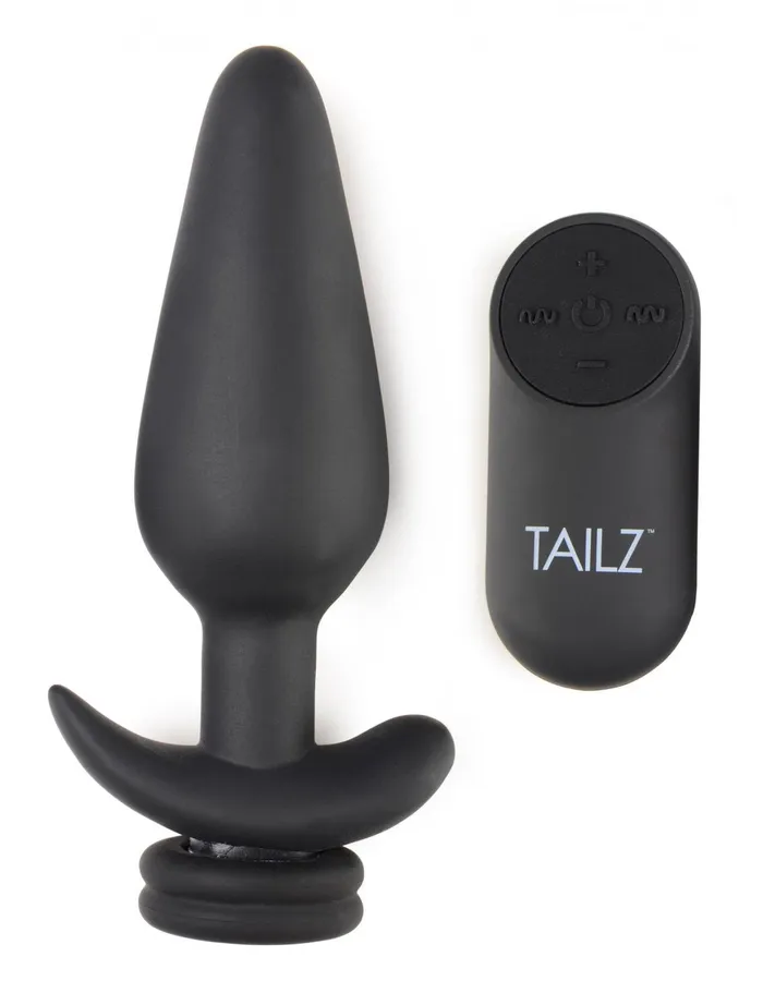 Tailz Male Sex Toys Interchangeable 10X Vibrating Silicone Anal Plug with Remote
