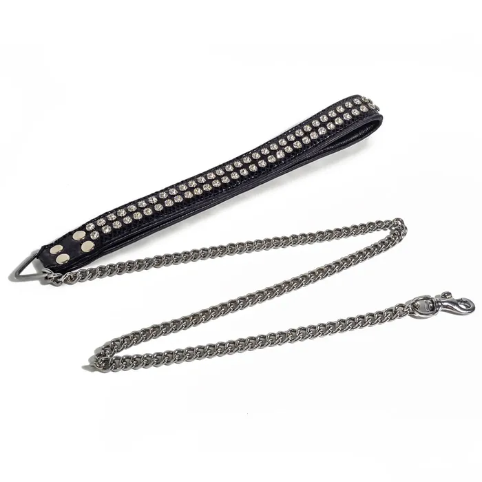 Zorba Patent Leather Snakeskin Diamante Chain Leash Zorba International Restraints Zorba Patent Leather Snakeskin Diamante Chain Leash Zorba International Restraints