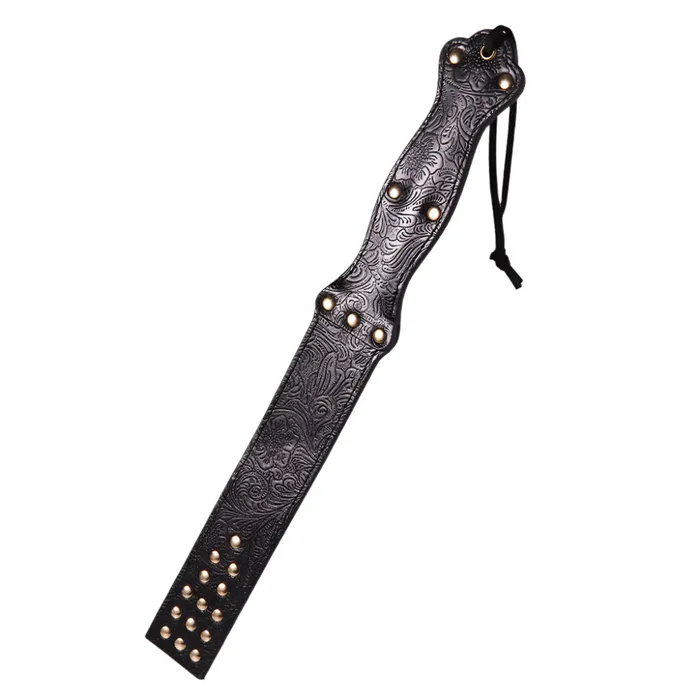 ZYL Leather Restraints ZYL Genuine Leather Embossed Studded Spanking Paddle ZYL Leather Restraints ZYL Genuine Leather Embossed Studded Spanking Paddle