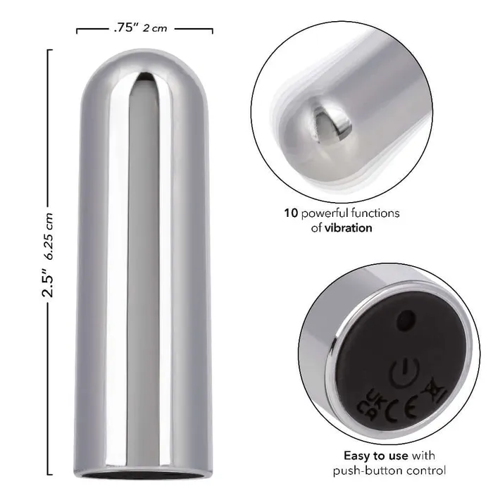 10 Function Rechargeable Bullet Silver CalExotics Female Sex Toys