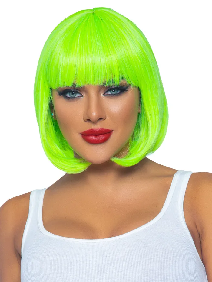 12 Inch Short Bob Wig Neon Green Leg Avenue Anal