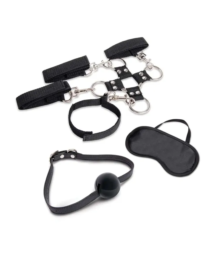 7 Pc Hogtie and Ball Gag Kit Black Lux Fetish Anal 7 Pc Hogtie and Ball Gag Kit Black Lux Fetish Anal