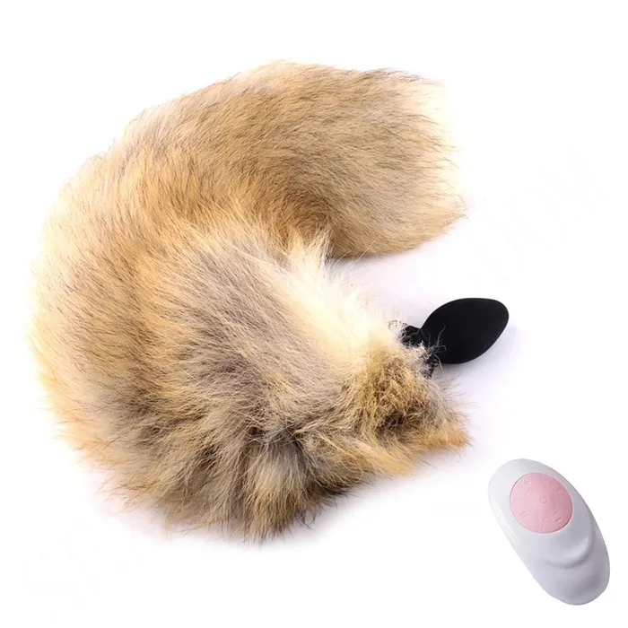 Anal Domlust Remote Control Fox Tail Vibrating Butt Plug Fantasy Animal Role Play Furry BDSM Sex Games