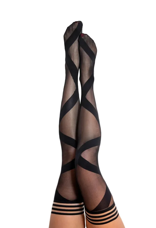Anal Kixies Jackie Semi Sheer Thigh High Size a Black
