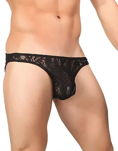 Anal Male Power Stretch Lace Wonder Bikini Large Black