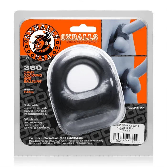Anal Oxballs 360 2 Way Cockring Ballsling Black Anal Oxballs 360 2 Way Cockring Ballsling Black