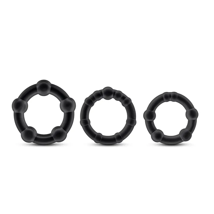 Blush Stay Hard Beaded Cock Rings 3 Pack Black Anal