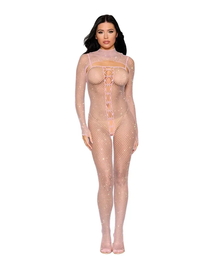 Bodystockings Playsuits Dreamgirl Dreamgirl Bodystocking and Shrug One Size Pink Bodystockings Playsuits Dreamgirl Dreamgirl Bodystocking and Shrug One Size Pink
