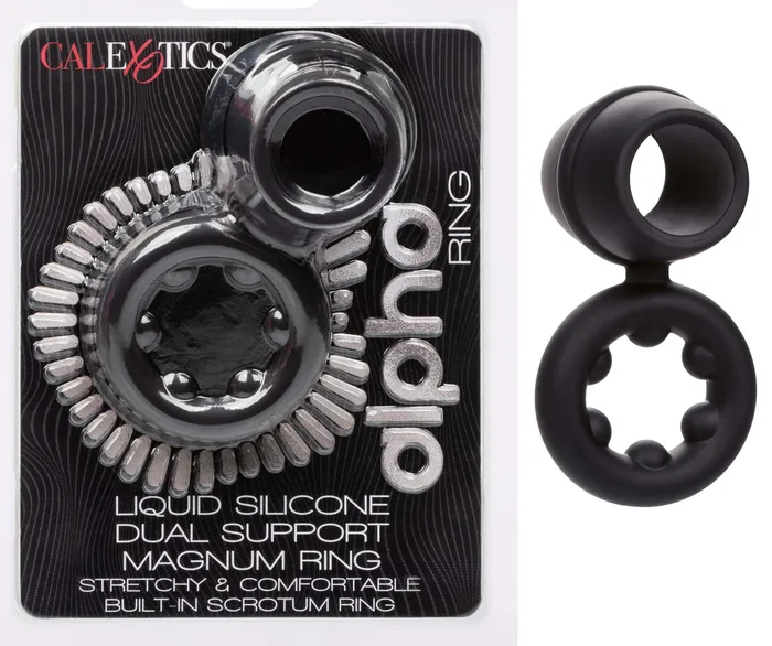 CalExotics Female Sex Toys Alpha Liquid Silicone Dual Support Magnum Ring Black CalExotics Female Sex Toys Alpha Liquid Silicone Dual Support Magnum Ring Black