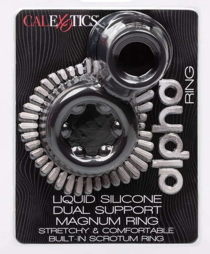 CalExotics Female Sex Toys Alpha Liquid Silicone Dual Support Magnum Ring Black CalExotics Female Sex Toys Alpha Liquid Silicone Dual Support Magnum Ring Black