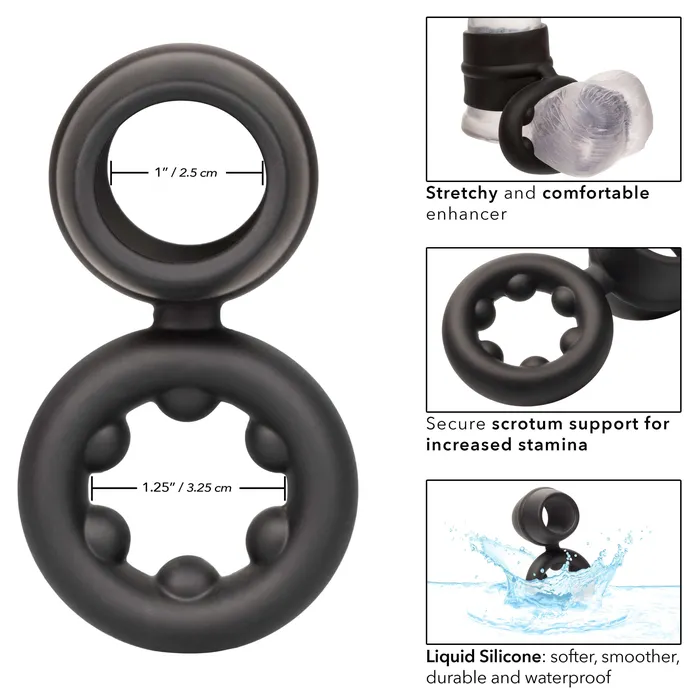 CalExotics Female Sex Toys Alpha Liquid Silicone Dual Support Magnum Ring Black CalExotics Female Sex Toys Alpha Liquid Silicone Dual Support Magnum Ring Black