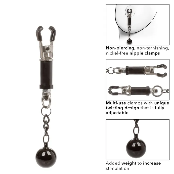 CalExotics Nipple Grips Weighted Twist Nipple Clamps Female Sex Toys CalExotics Nipple Grips Weighted Twist Nipple Clamps Female Sex Toys