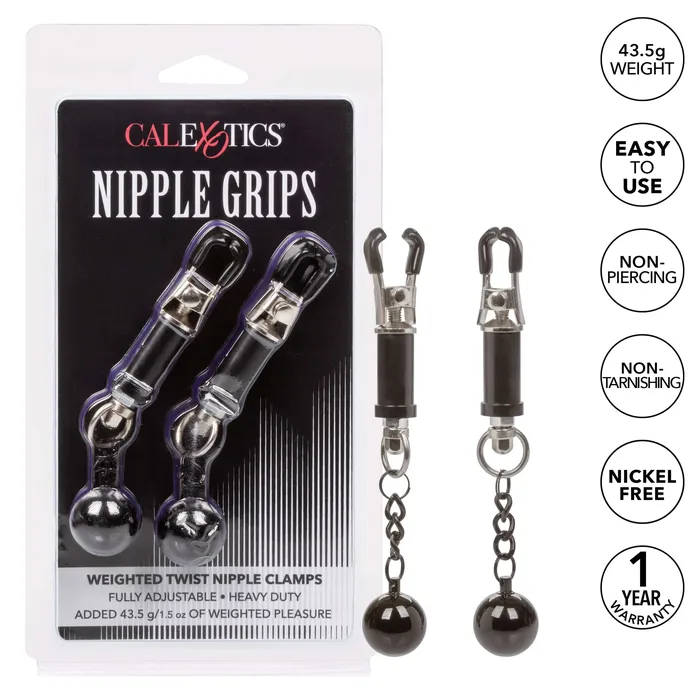 CalExotics Nipple Grips Weighted Twist Nipple Clamps Female Sex Toys CalExotics Nipple Grips Weighted Twist Nipple Clamps Female Sex Toys