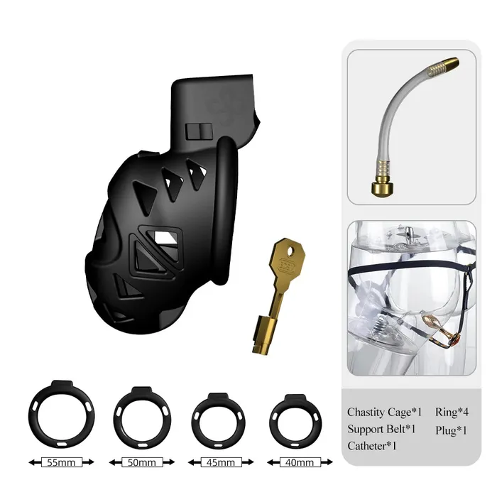 Chastity Cock Cage 4 Penis Rings Dick Bondage Fetish Resin Male BDSM Toys Domlust Male Sex Toys