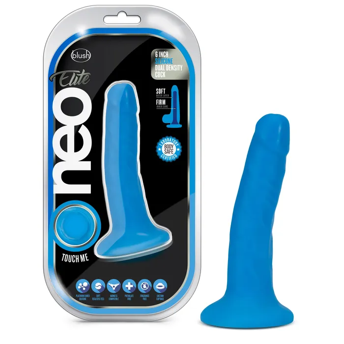 Dildos Blush Novelties Neo Elite 6 Inch Dual Density Cock Neon Blue