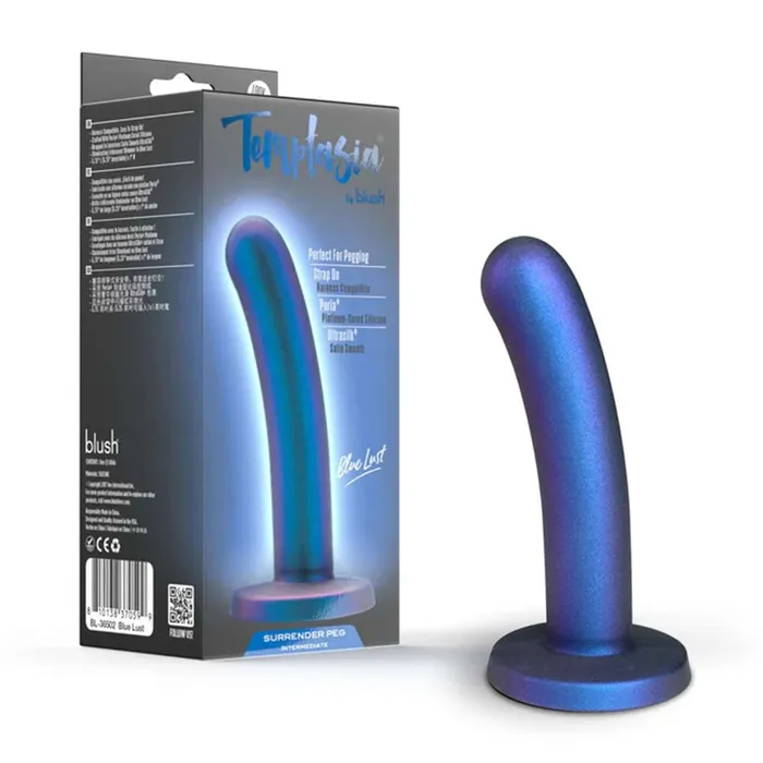 Dildos Blush Temptasia Surrender Peg Intermediate Blue Lust Dildo